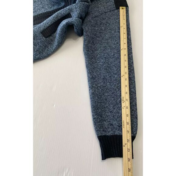 YeoKou Men’s Cardigan Blue Full Zip Cashmere Wool Blend Plaid Lined Size L - Picture 10 of 12